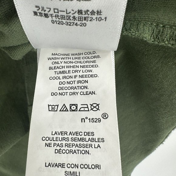 Polo Ralph Lauren Sz M Green Stacked Logo Graphic Print Hooded T-Shirt Hoodie - Picture 12 of 12